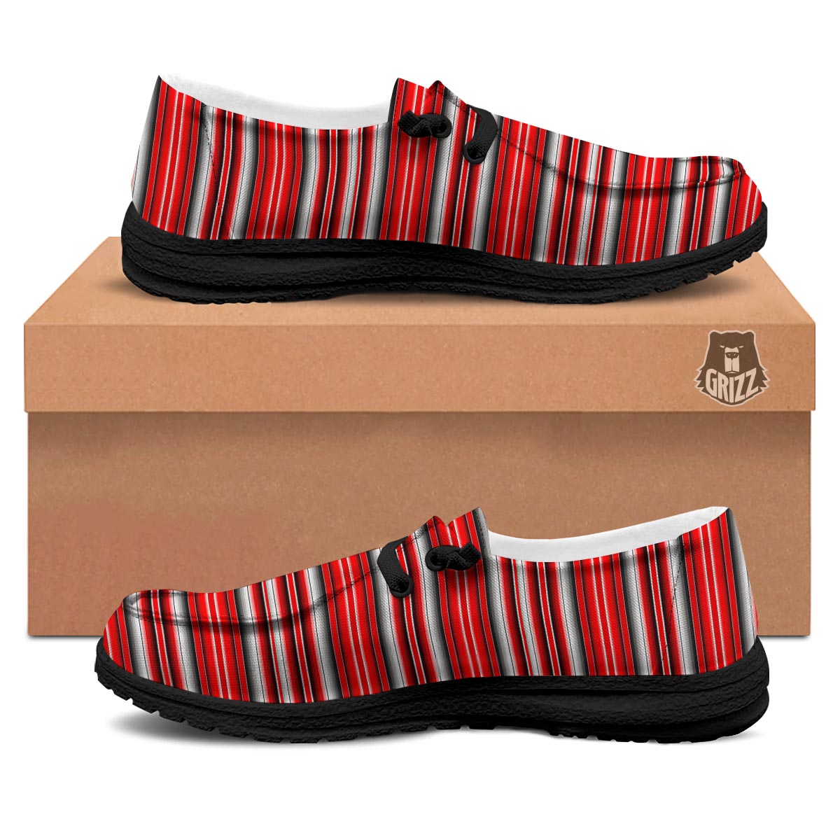 Serape Tribal Mexican Print Pattern Black Loafers-grizzshop