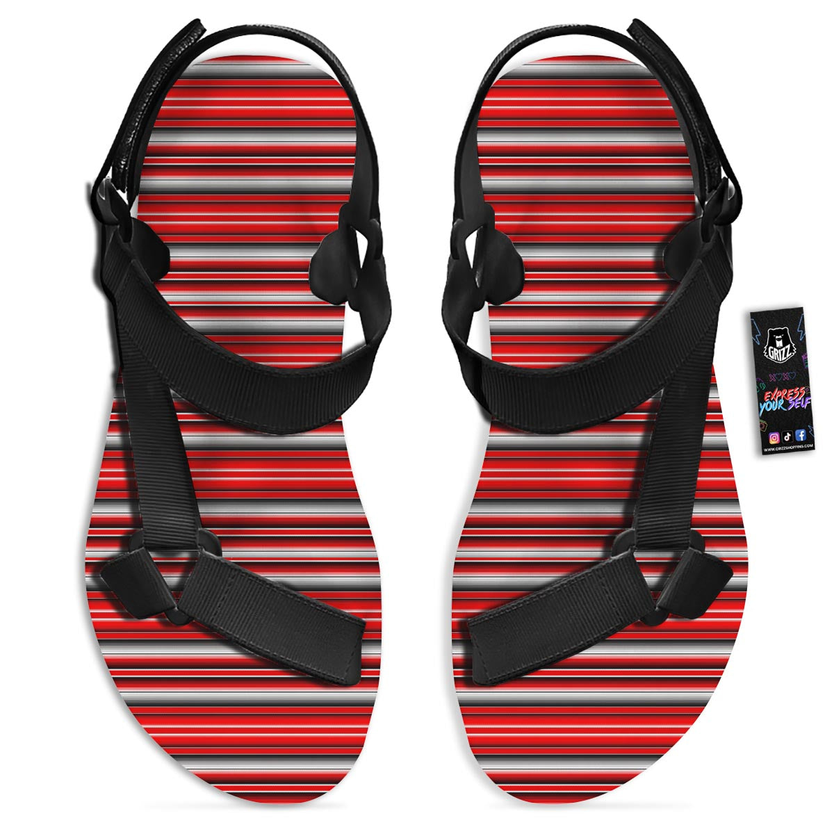 Serape Tribal Mexican Print Pattern Black Open Toe Sandals-grizzshop