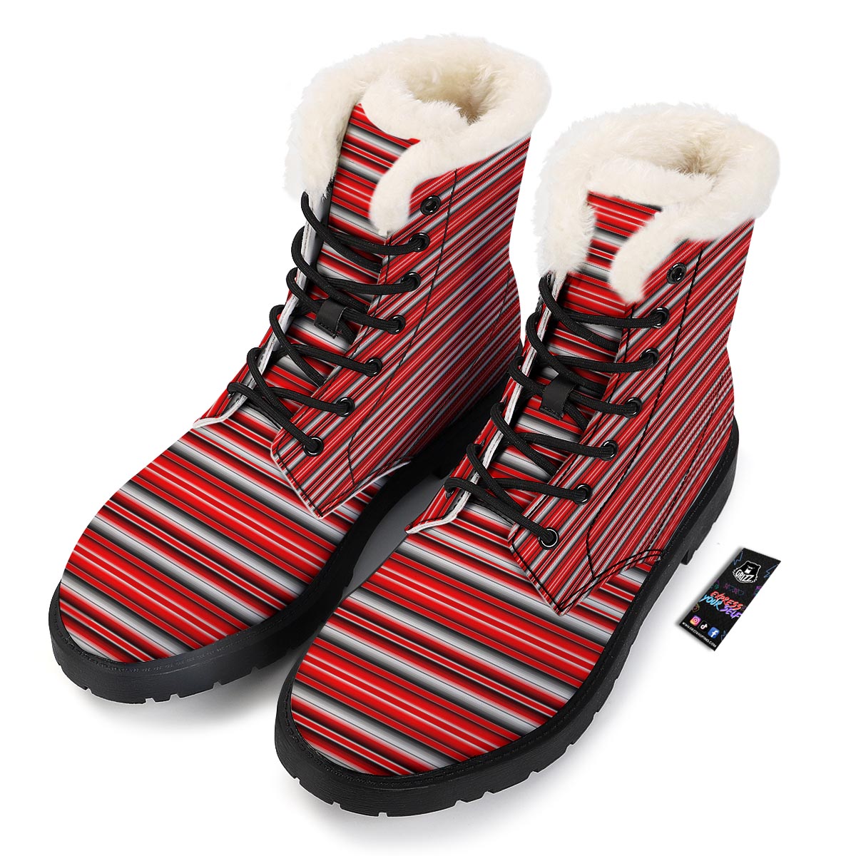 Serape Tribal Mexican Print Pattern Winter Boots-grizzshop