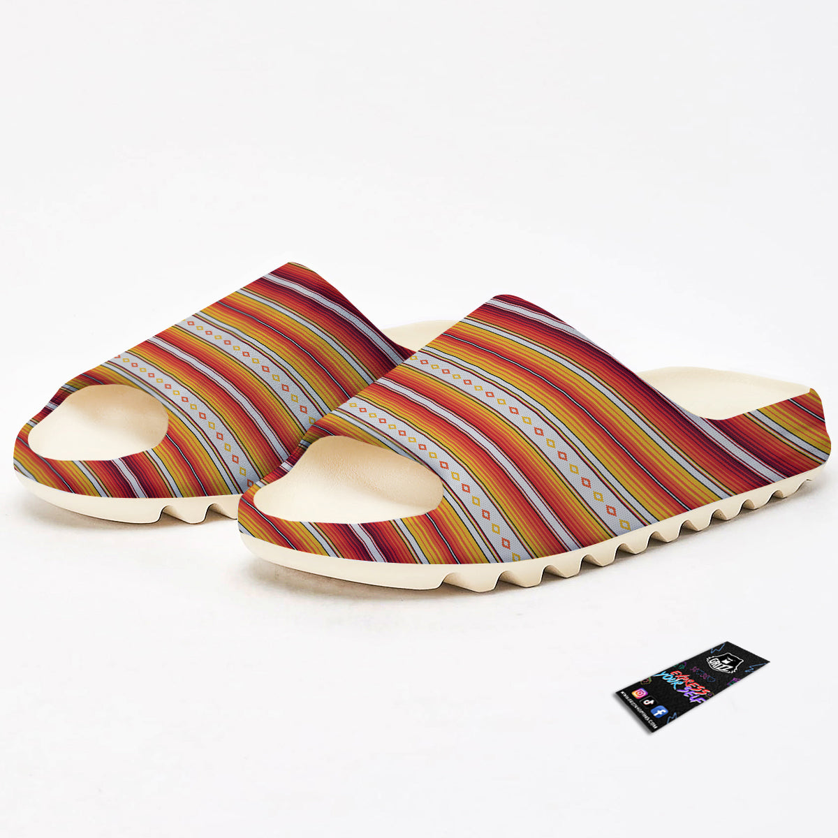Serape Ethnic Boho Stripes Mexican Orange Print Sandals-grizzshop