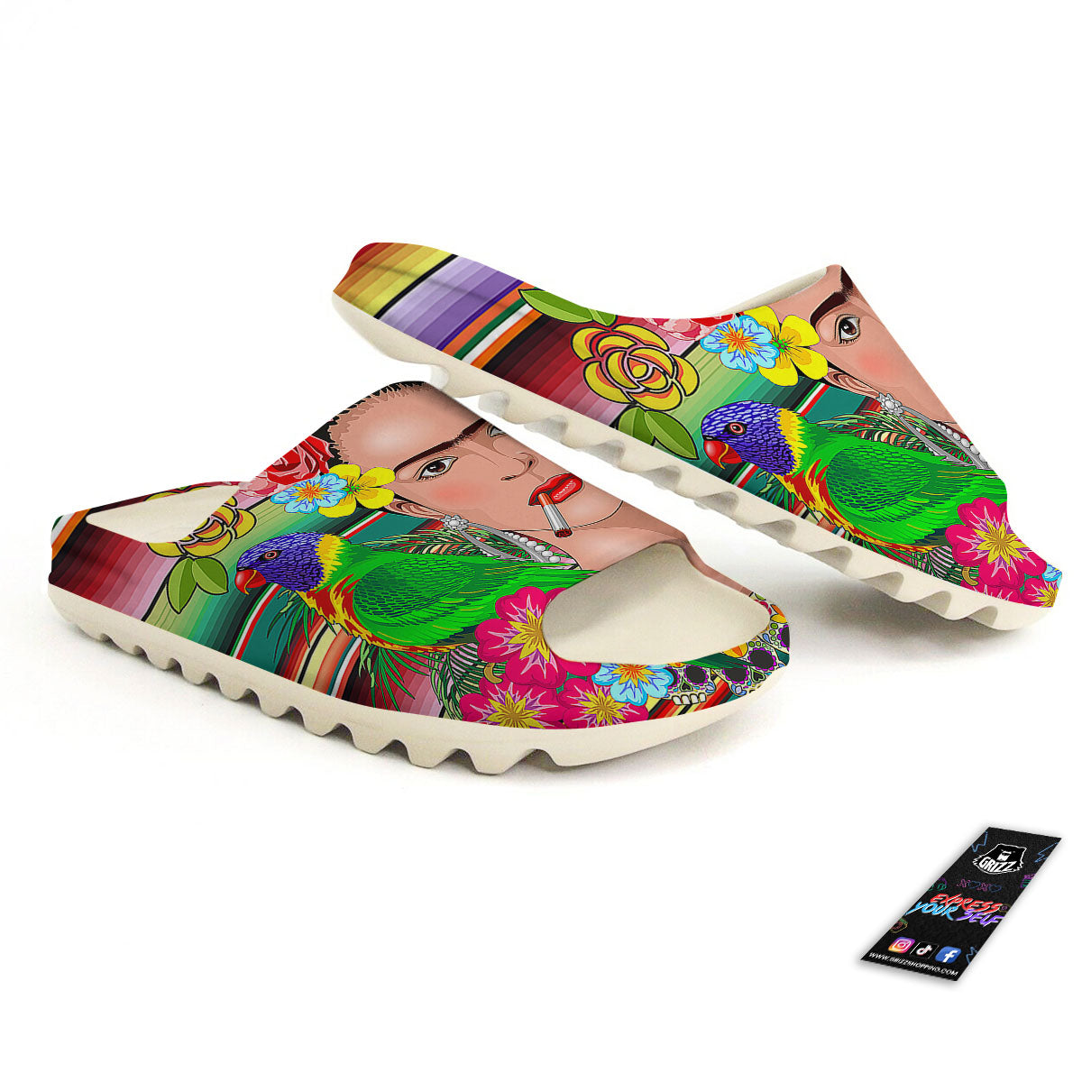Serape Frida Kahlo Print Sandals-grizzshop