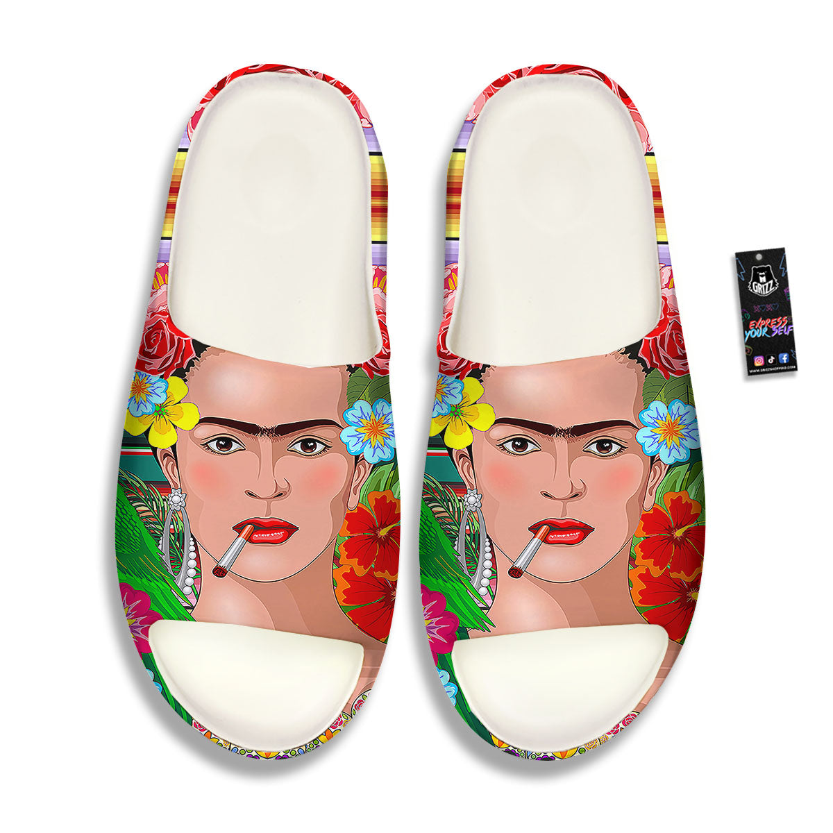 Serape Frida Kahlo Print Sandals-grizzshop