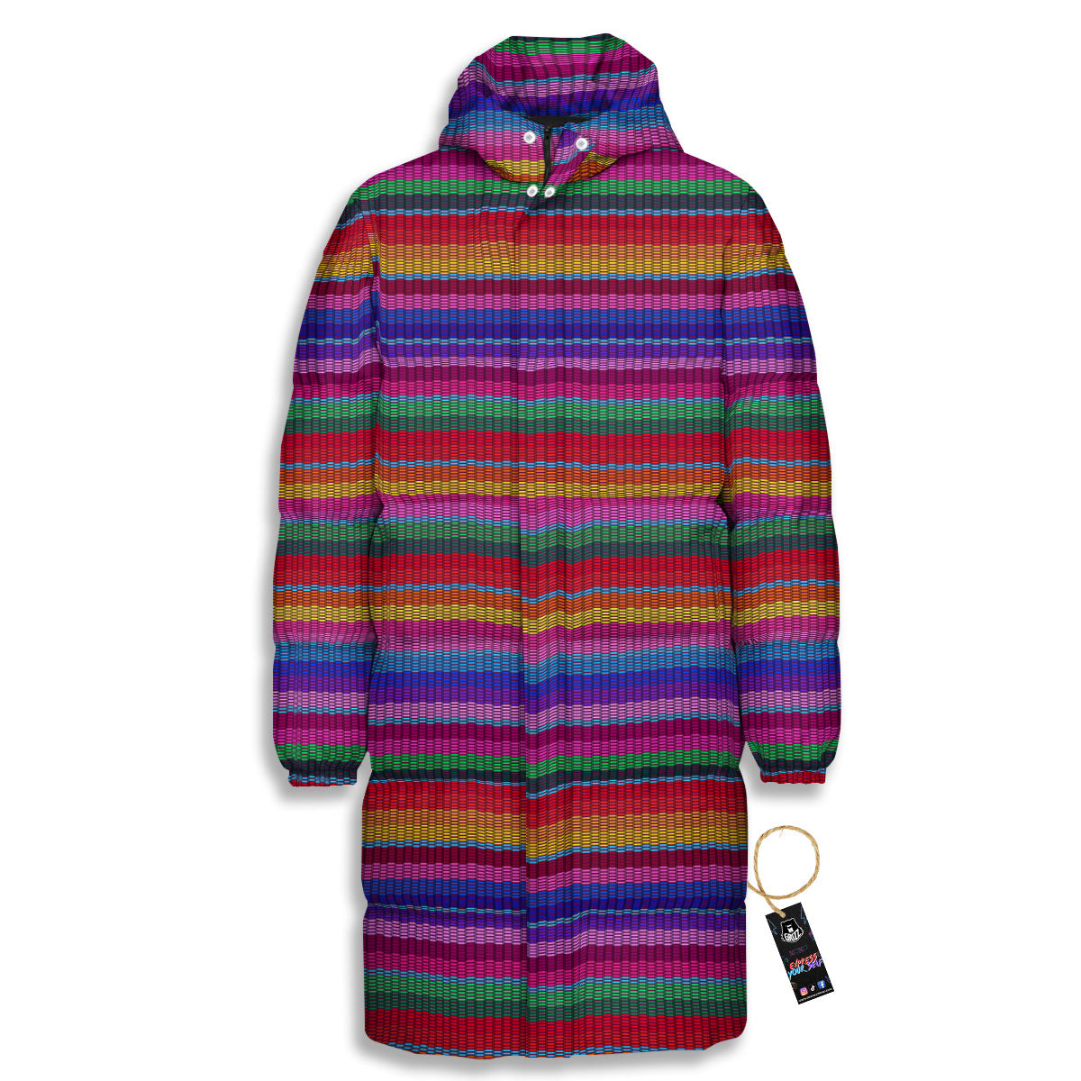 Serape Mexican Colorful Print Pattern Long Down Jacket
