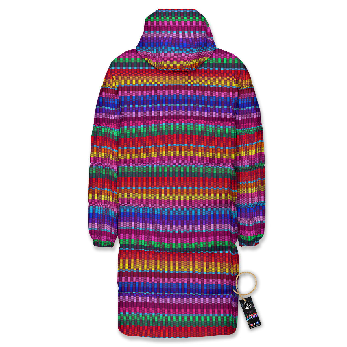 Serape Mexican Colorful Print Pattern Long Down Jacket