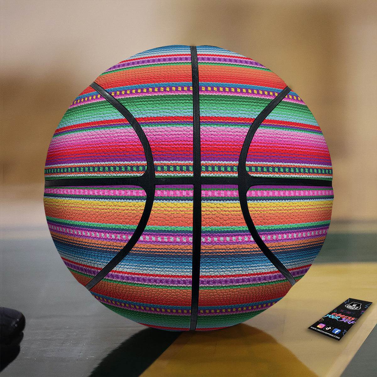 Serape Stripe Colorful Mexican Print Basketball
