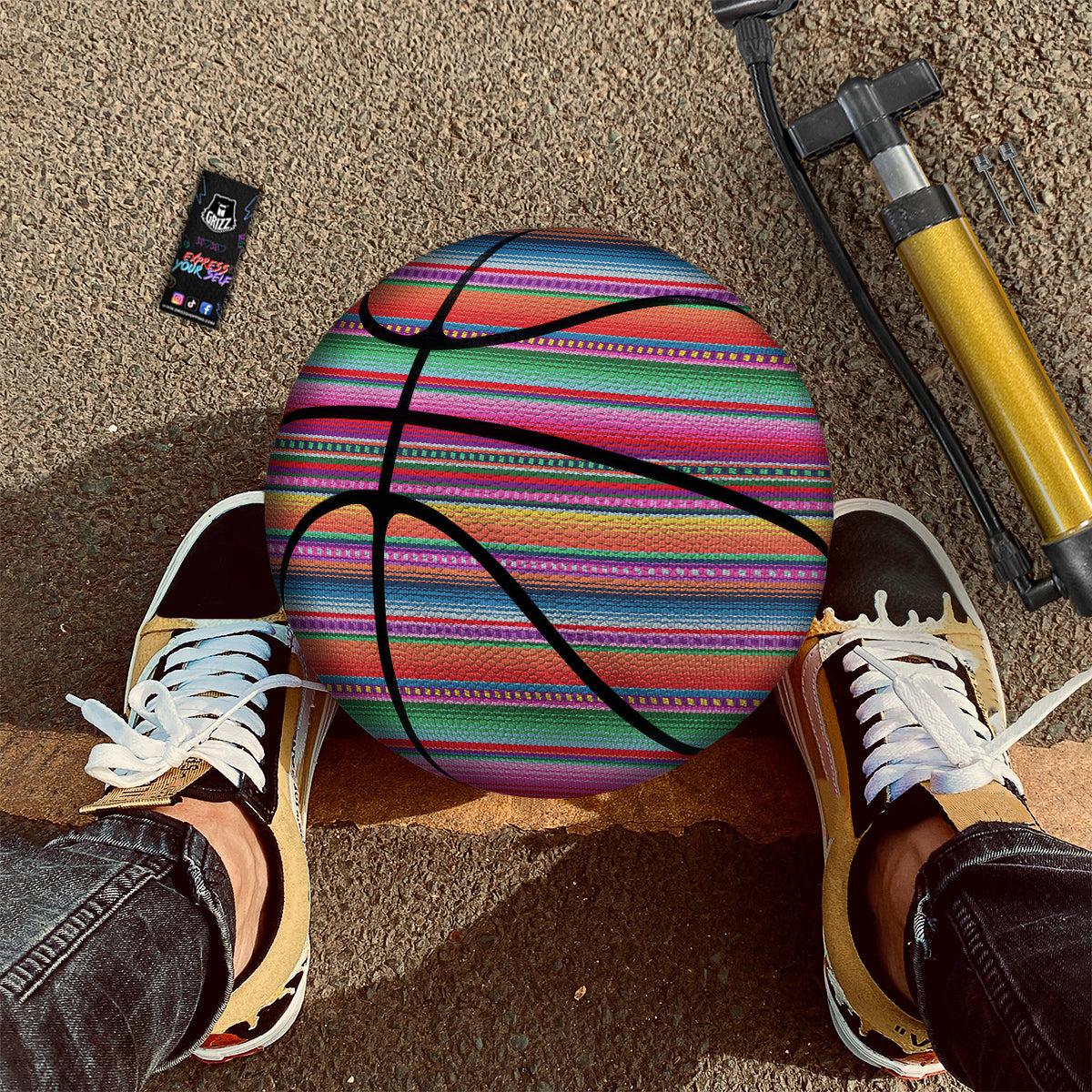 Serape Stripe Colorful Mexican Print Basketball