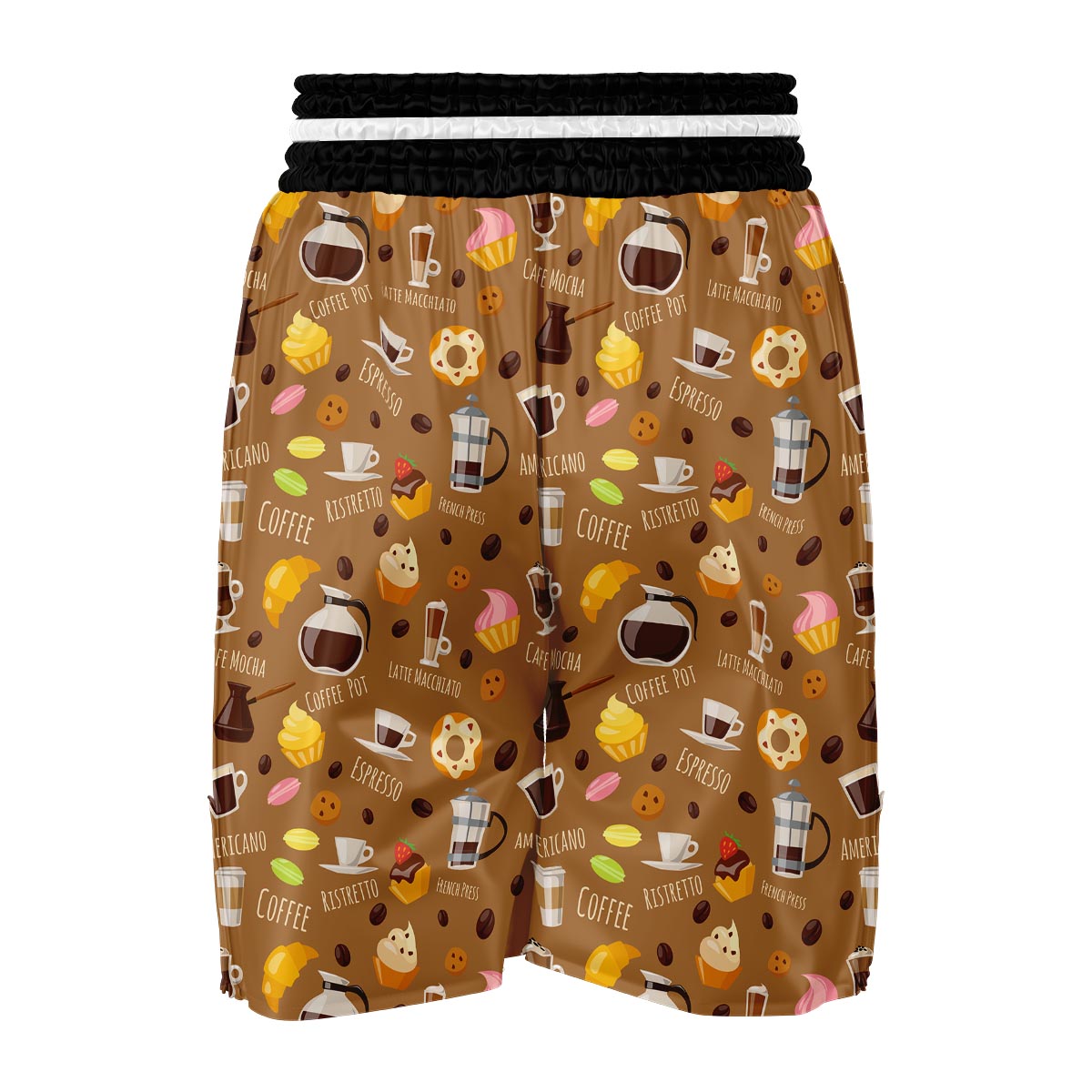 Set Coffee Pattern Print Boxing Shorts-grizzshop
