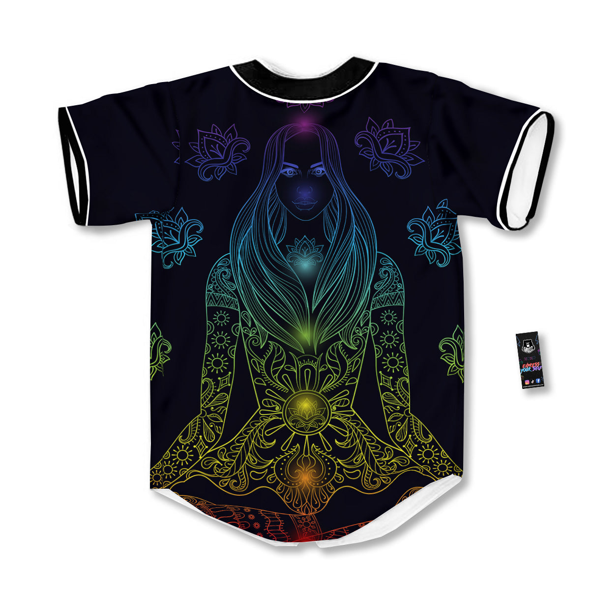 Seven Chakras Bohemian Print Baseball Jersey-grizzshop