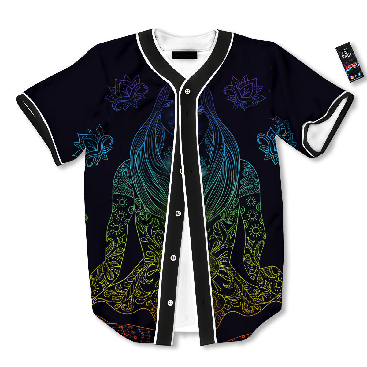Seven Chakras Bohemian Print Baseball Jersey-grizzshop
