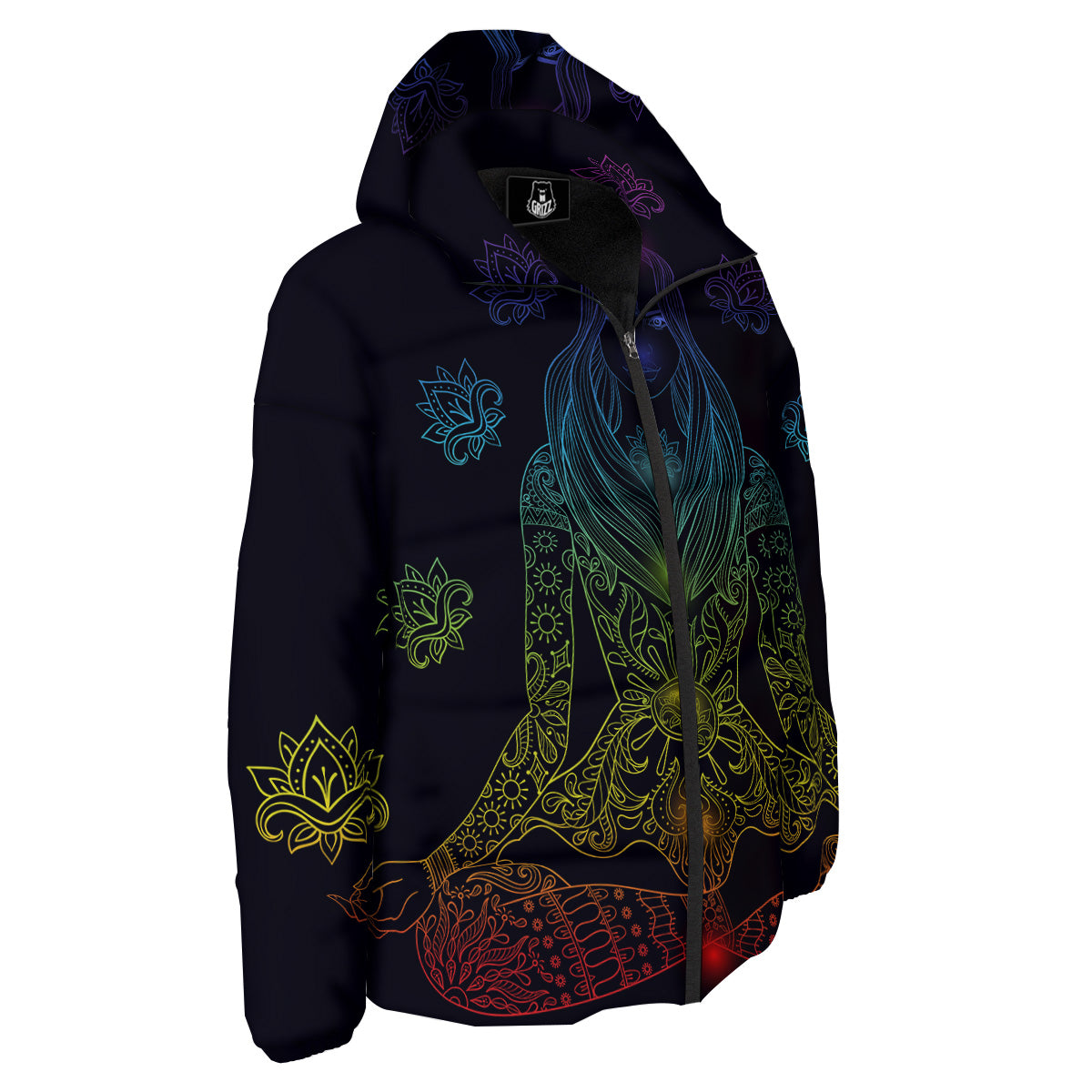 Seven Chakras Bohemian Print Down Jacket-grizzshop