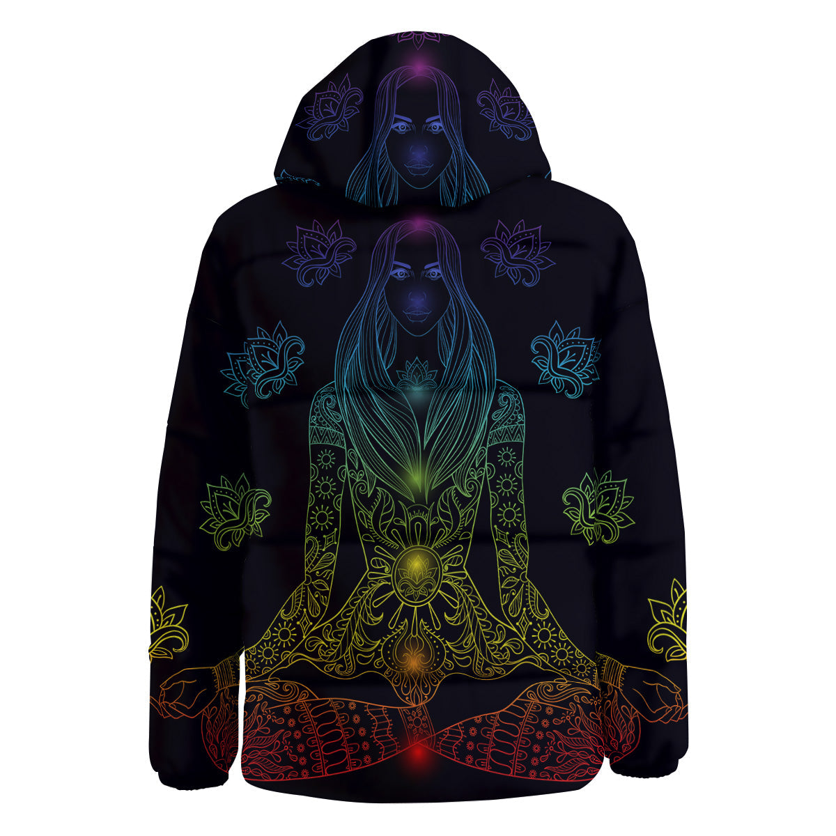 Seven Chakras Bohemian Print Down Jacket-grizzshop