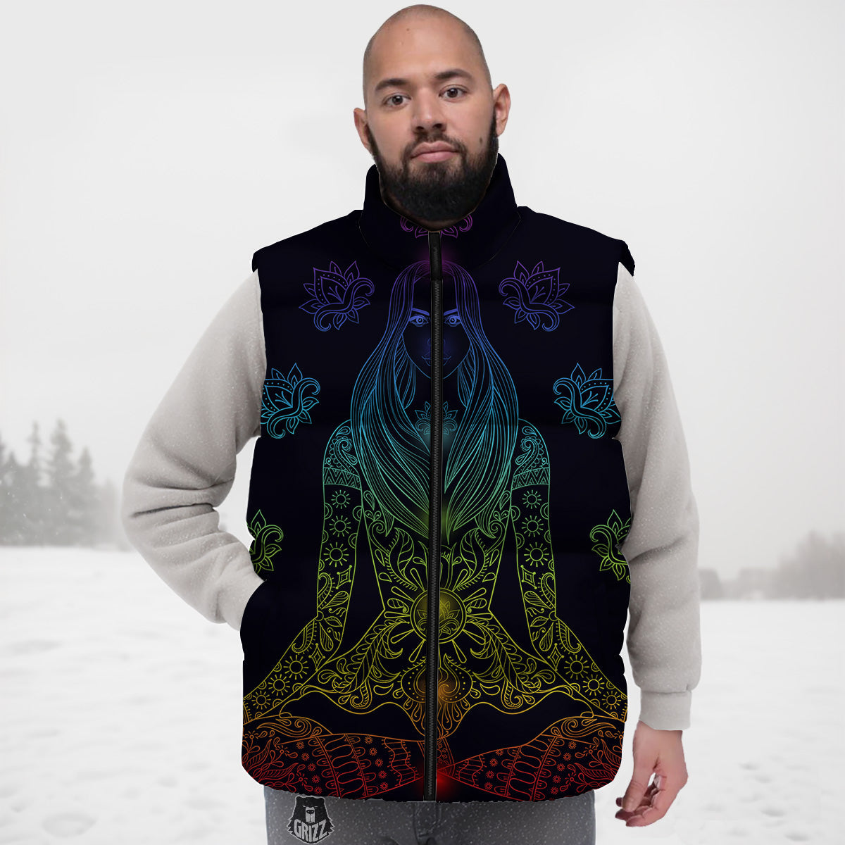 Seven Chakras Bohemian Print Down Vest