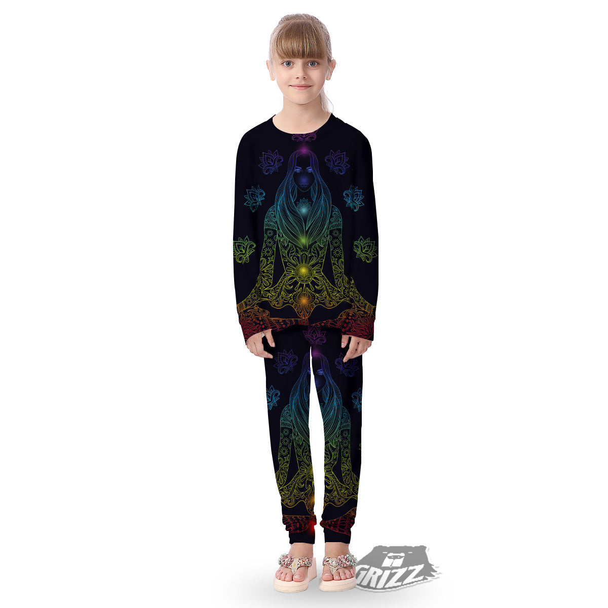 Seven Chakras Bohemian Print Kid's Pajamas-grizzshop