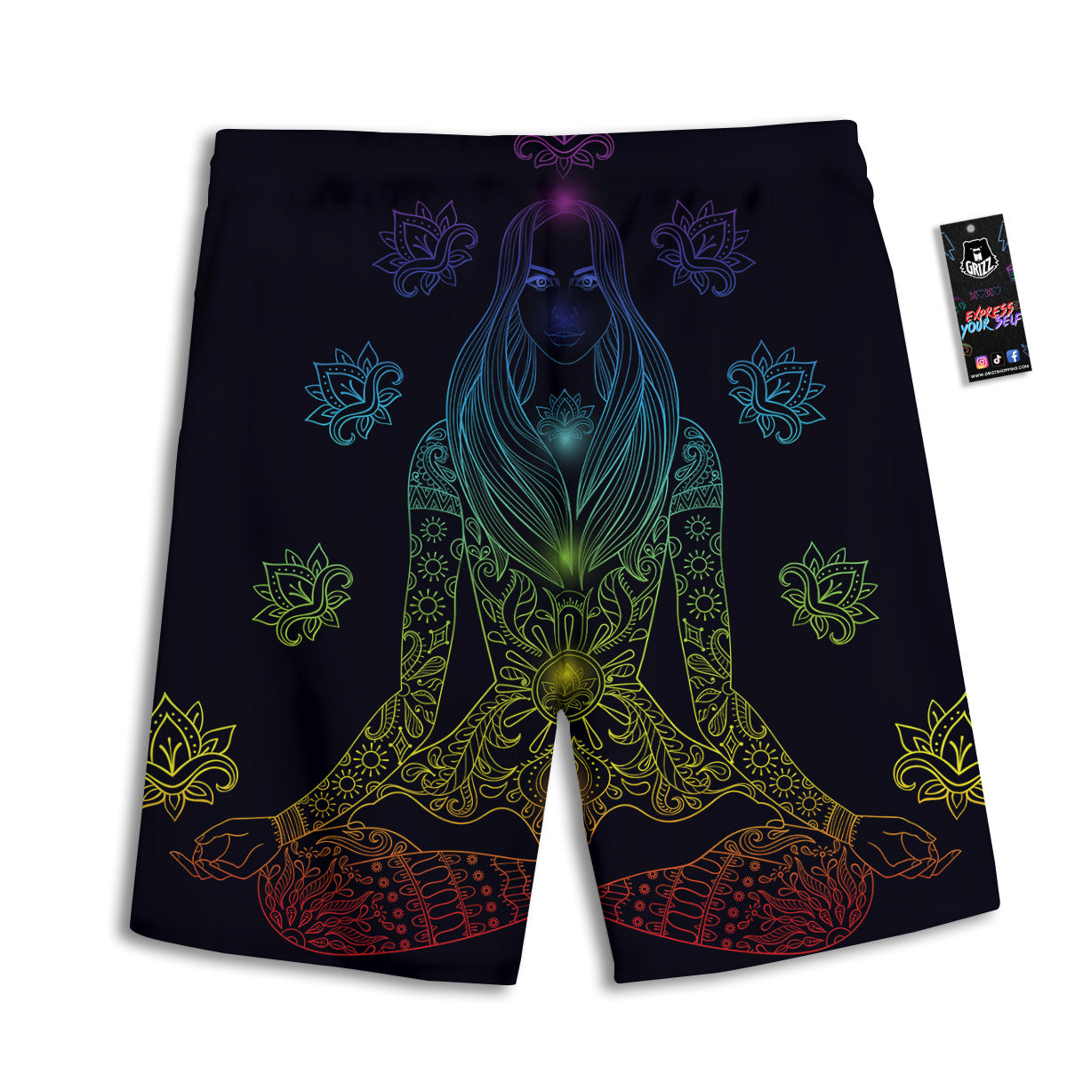 Seven Chakras Bohemian Print Men's Athletic Shorts