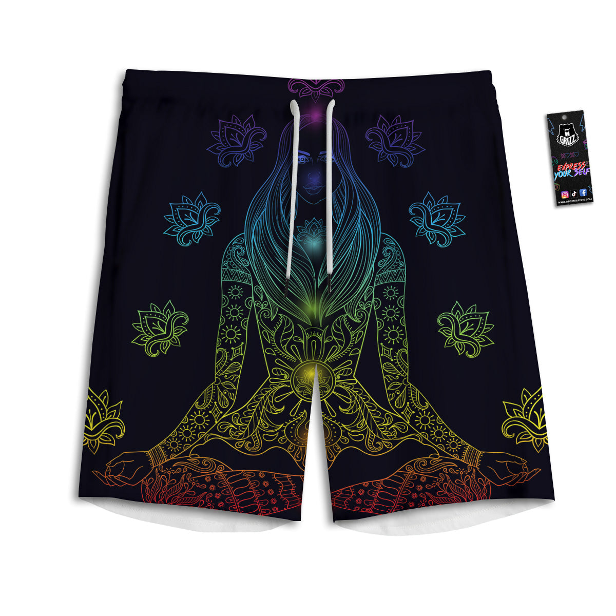 Seven Chakras Bohemian Print Men's Athletic Shorts