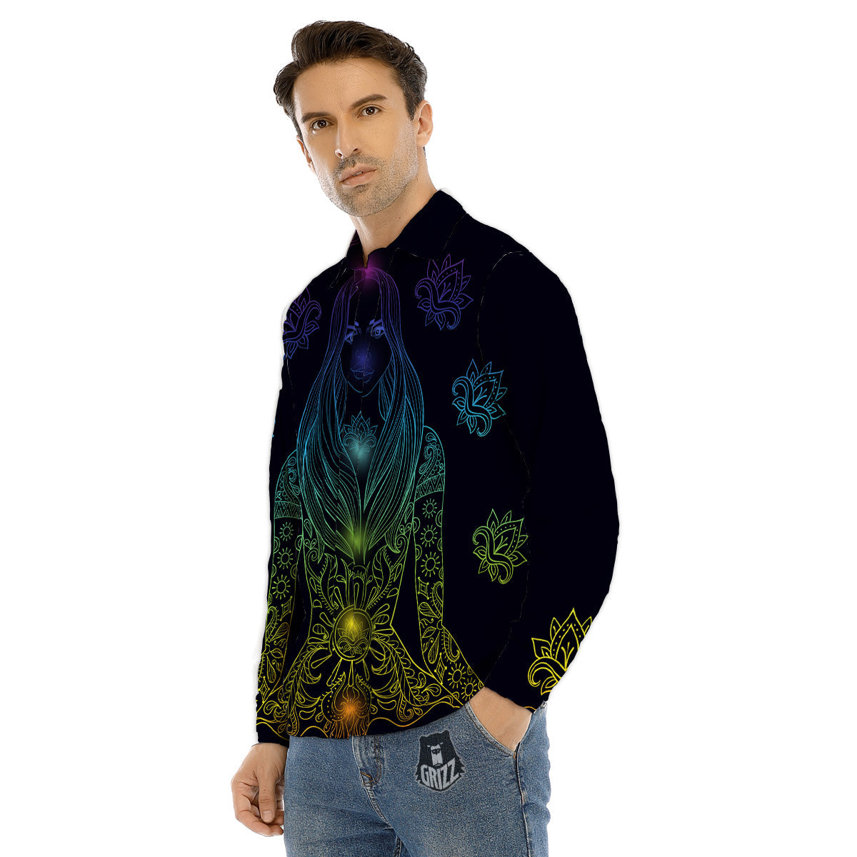 Seven Chakras Bohemian Print Men's Dress Shirts-grizzshop