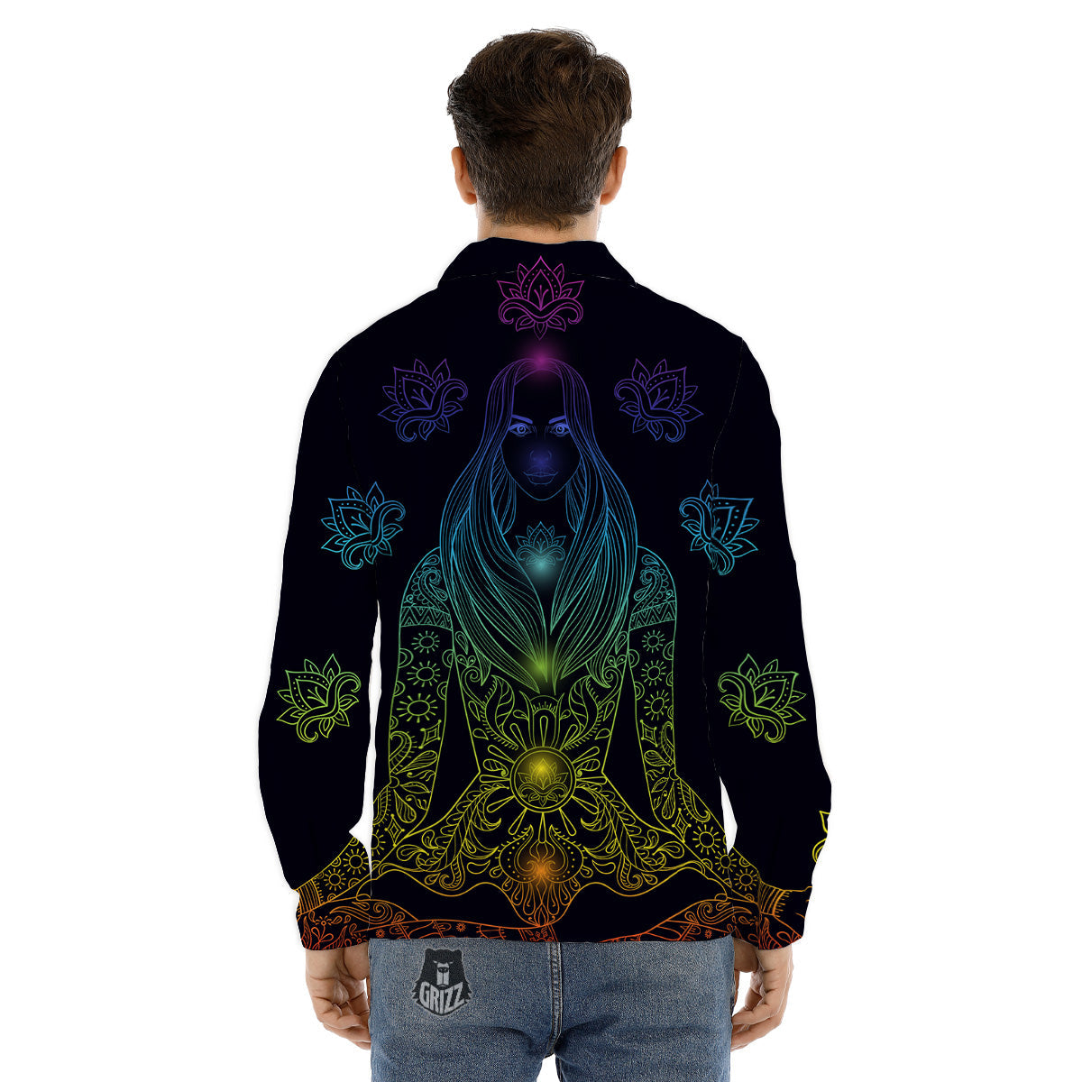 Seven Chakras Bohemian Print Men's Dress Shirts-grizzshop