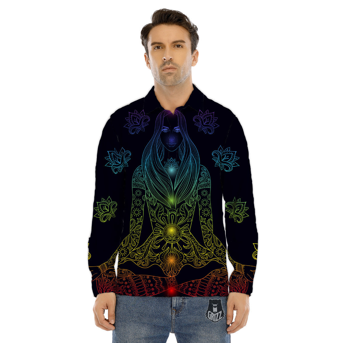 Seven Chakras Bohemian Print Men's Dress Shirts-grizzshop