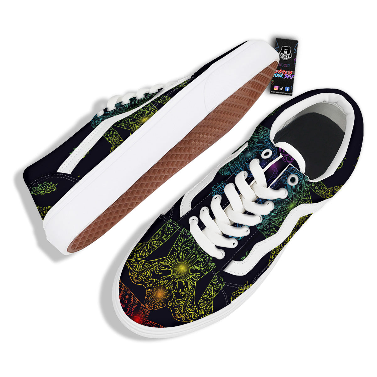 Seven Chakras Bohemian Print Skate Shoes-grizzshop