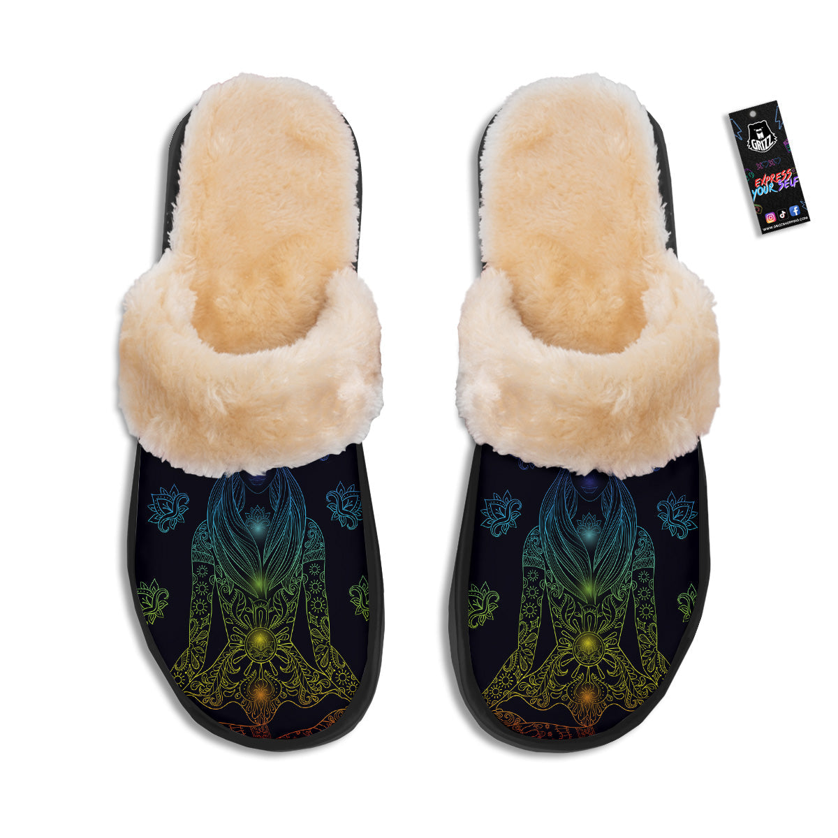 Seven Chakras Bohemian Print Slippers-grizzshop