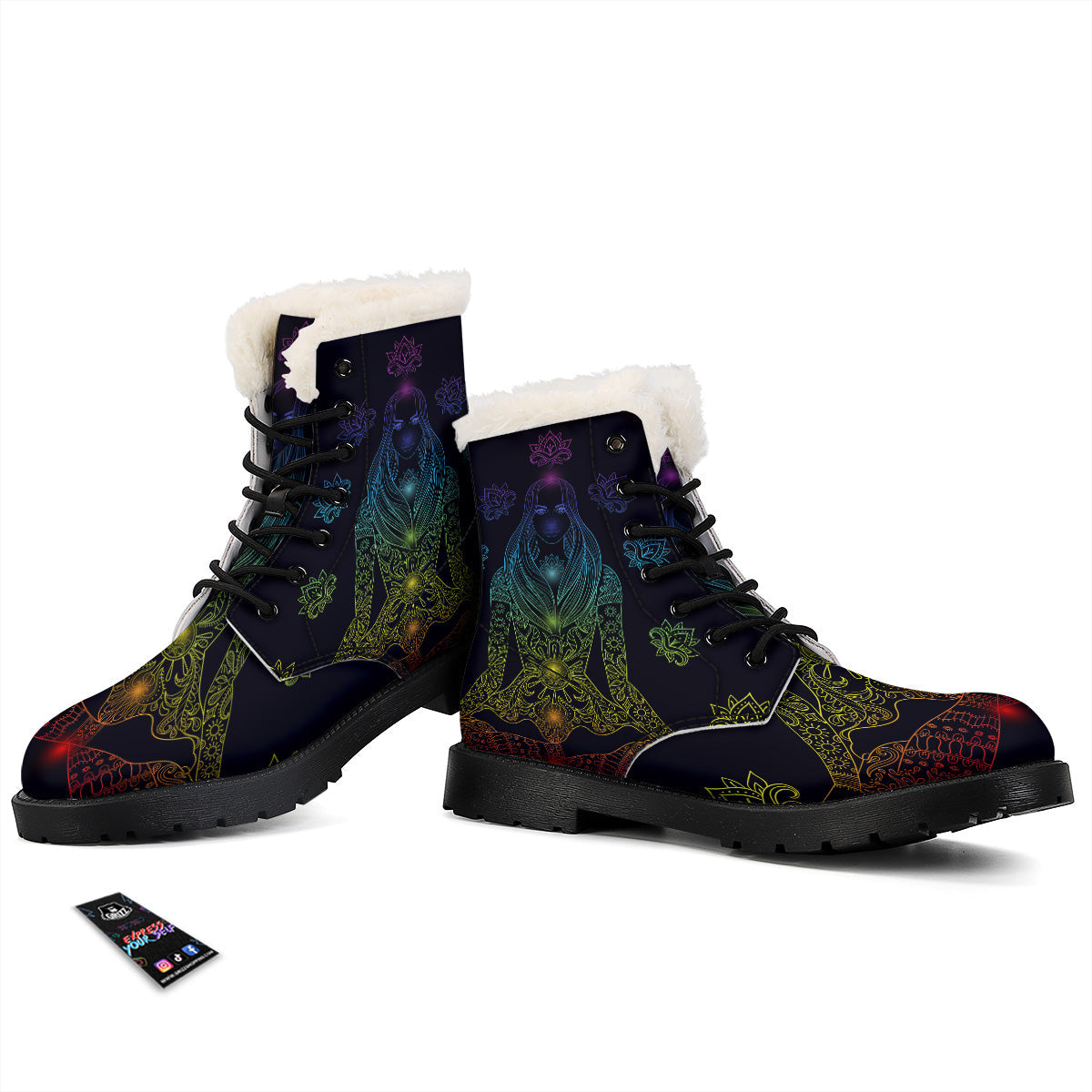 Seven Chakras Bohemian Print Winter Boots-grizzshop