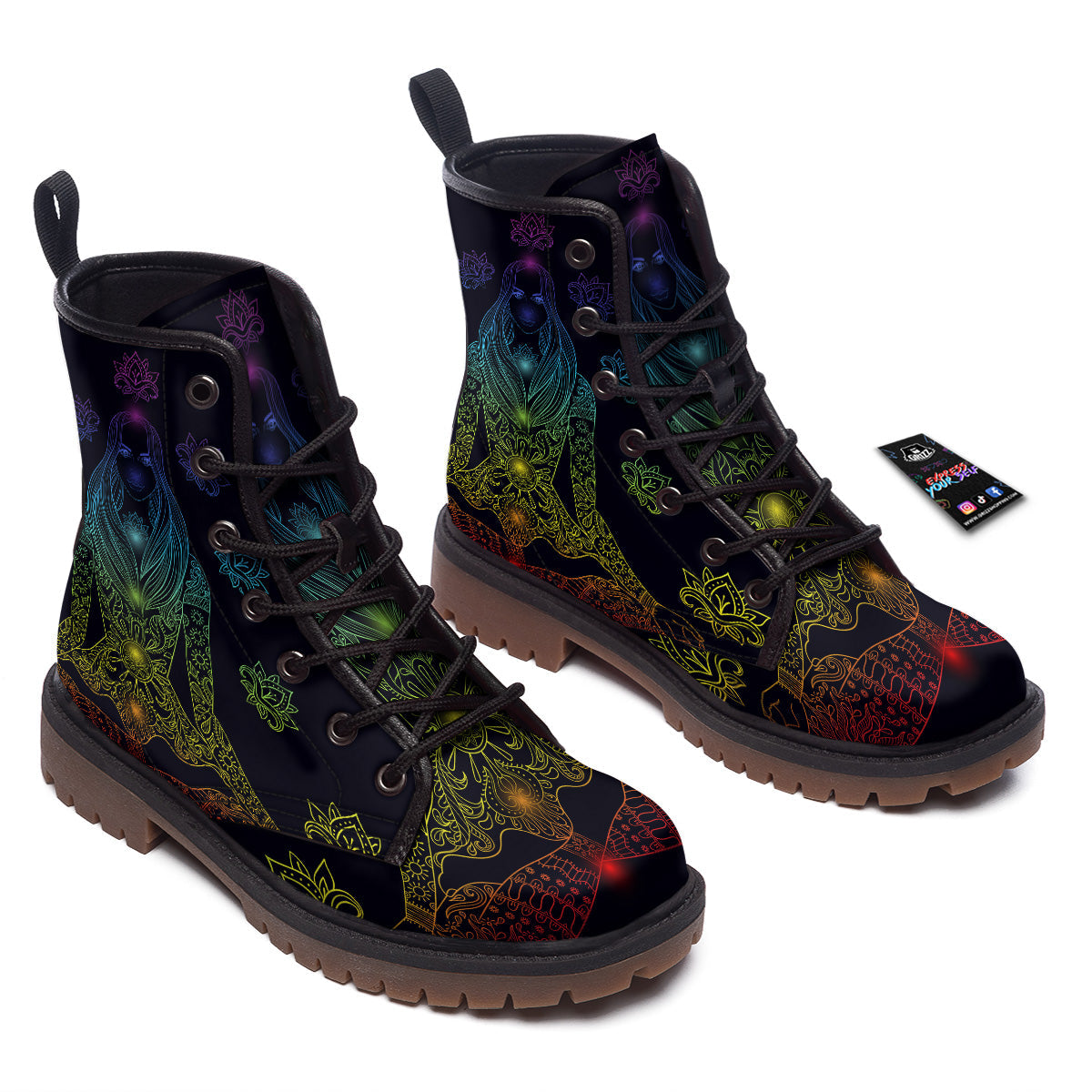 Seven Chakras Bohemian Print Work Boots-grizzshop