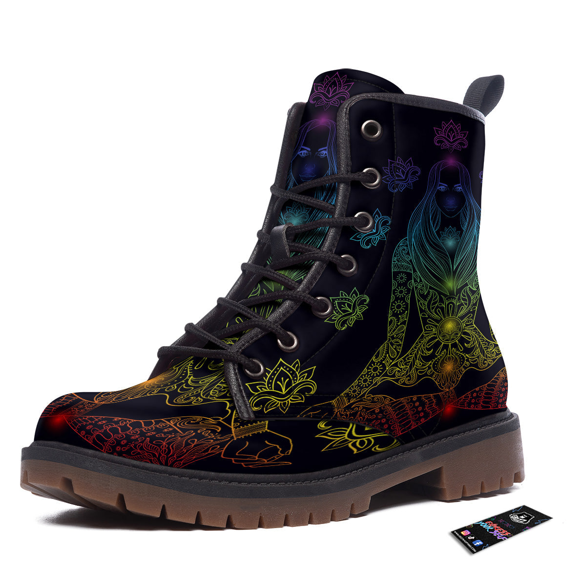 Seven Chakras Bohemian Print Work Boots-grizzshop