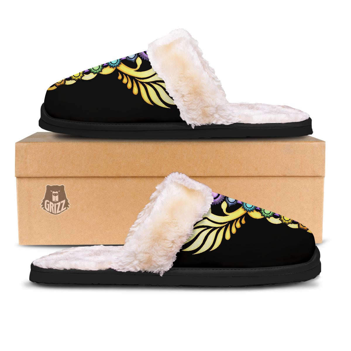 Seven Chakras Caduceus Print Slippers-grizzshop