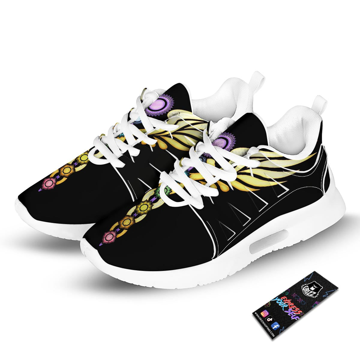 Seven Chakras Caduceus Print Tennis Shoes-grizzshop