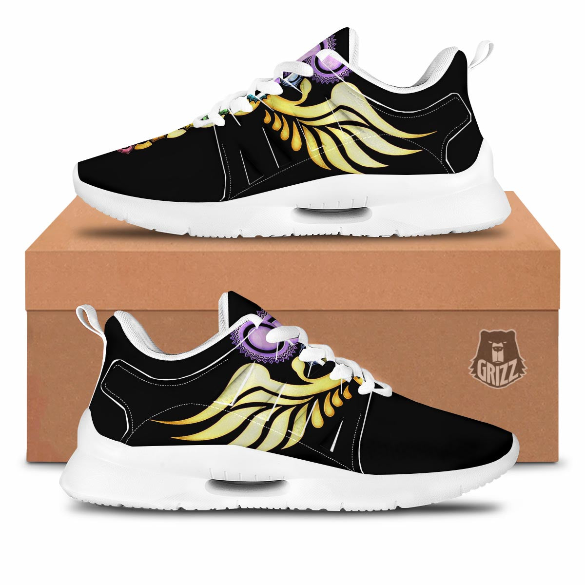 Seven Chakras Caduceus Print Tennis Shoes-grizzshop