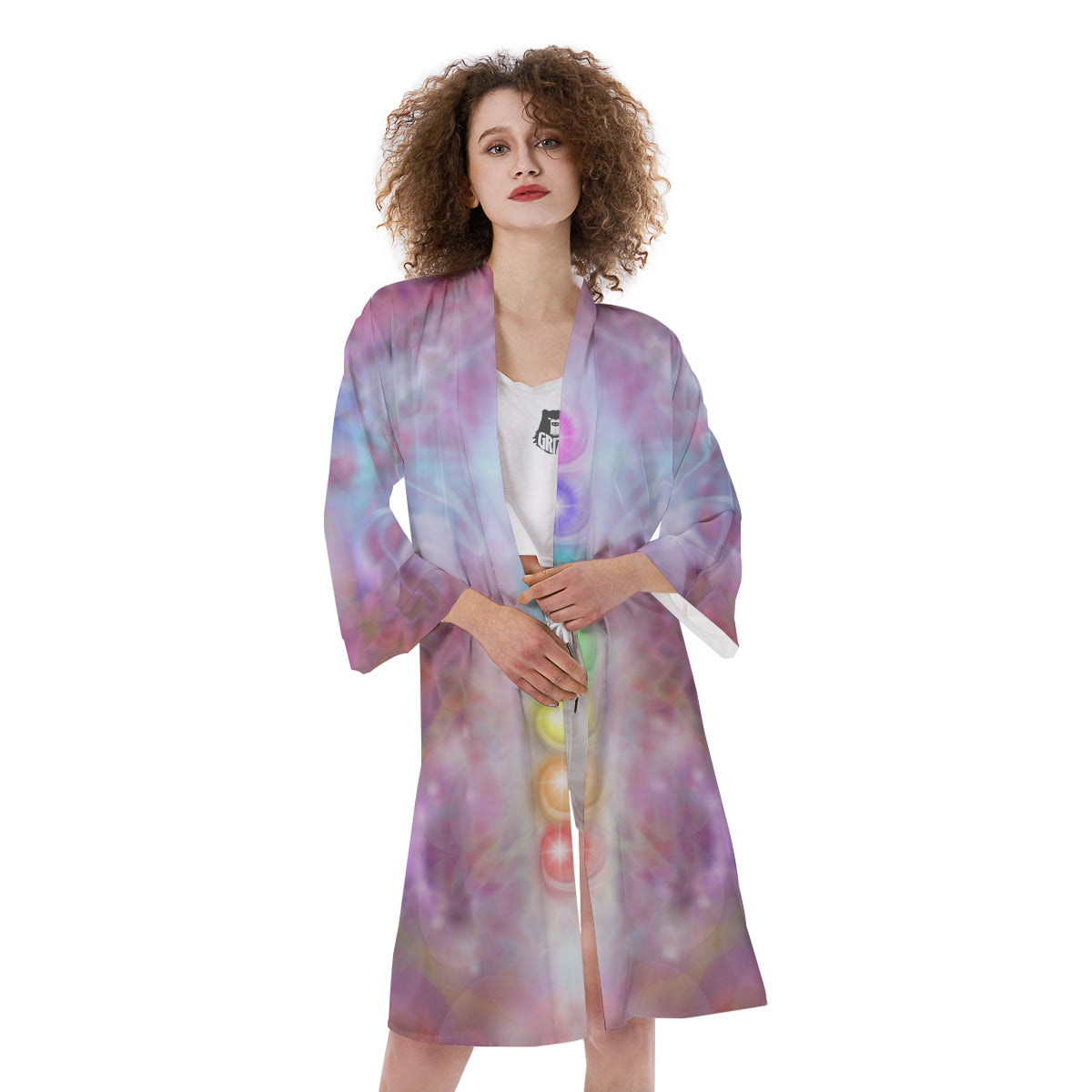 Seven Chakras Colorful Print Kimono-grizzshop