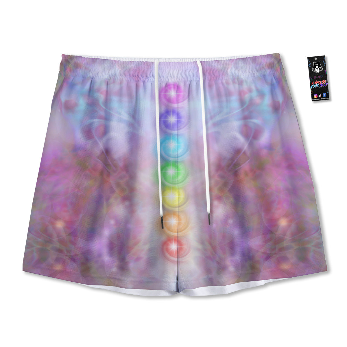 Rock And Roll Grunge Print Pattern Mesh Shorts
