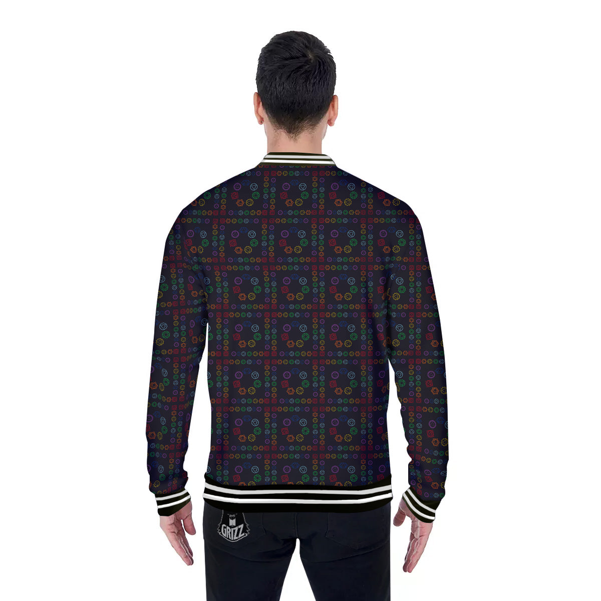 Seven Chakras Colorful Print Pattern Baseball Jacket-grizzshop