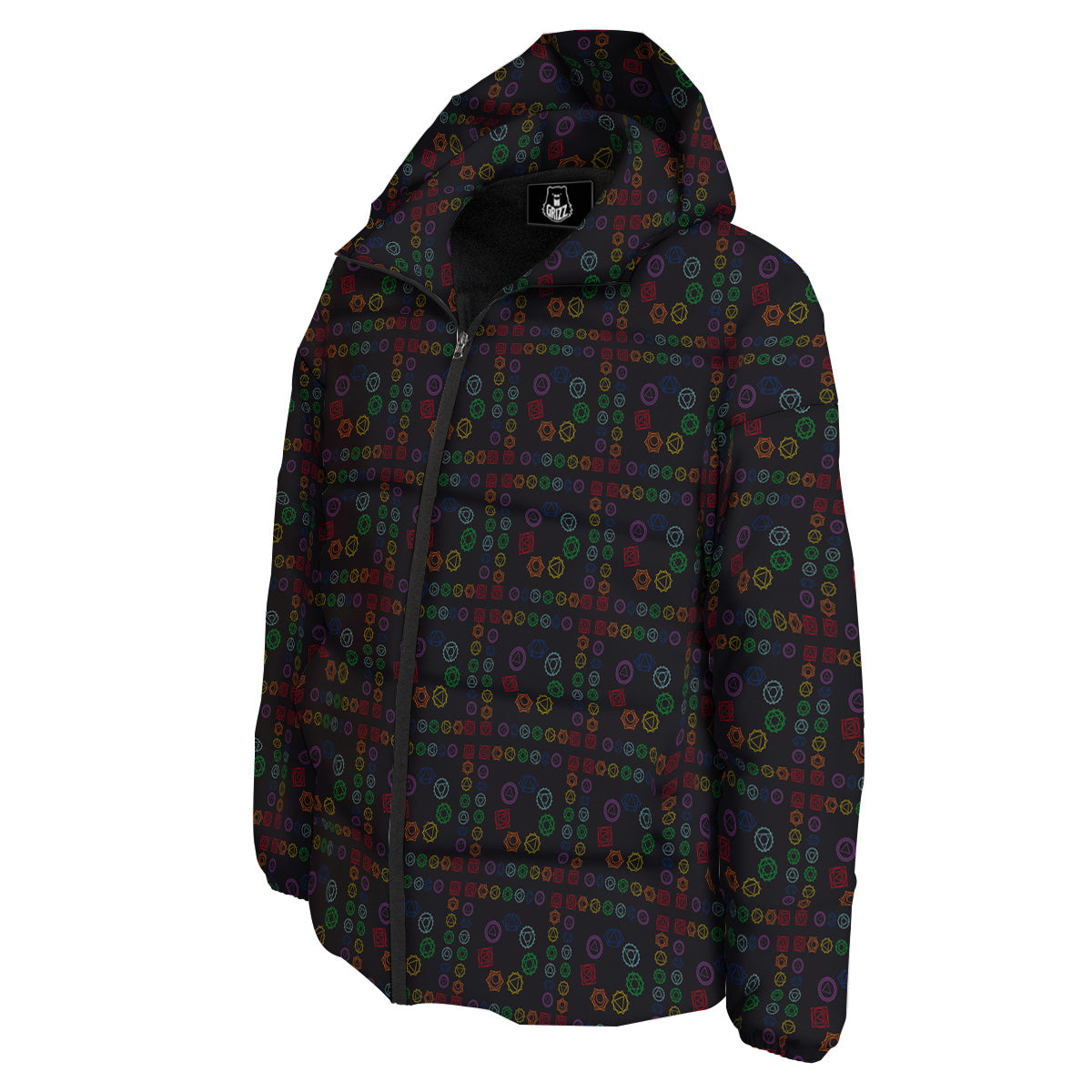 Seven Chakras Colorful Print Pattern Down Jacket-grizzshop