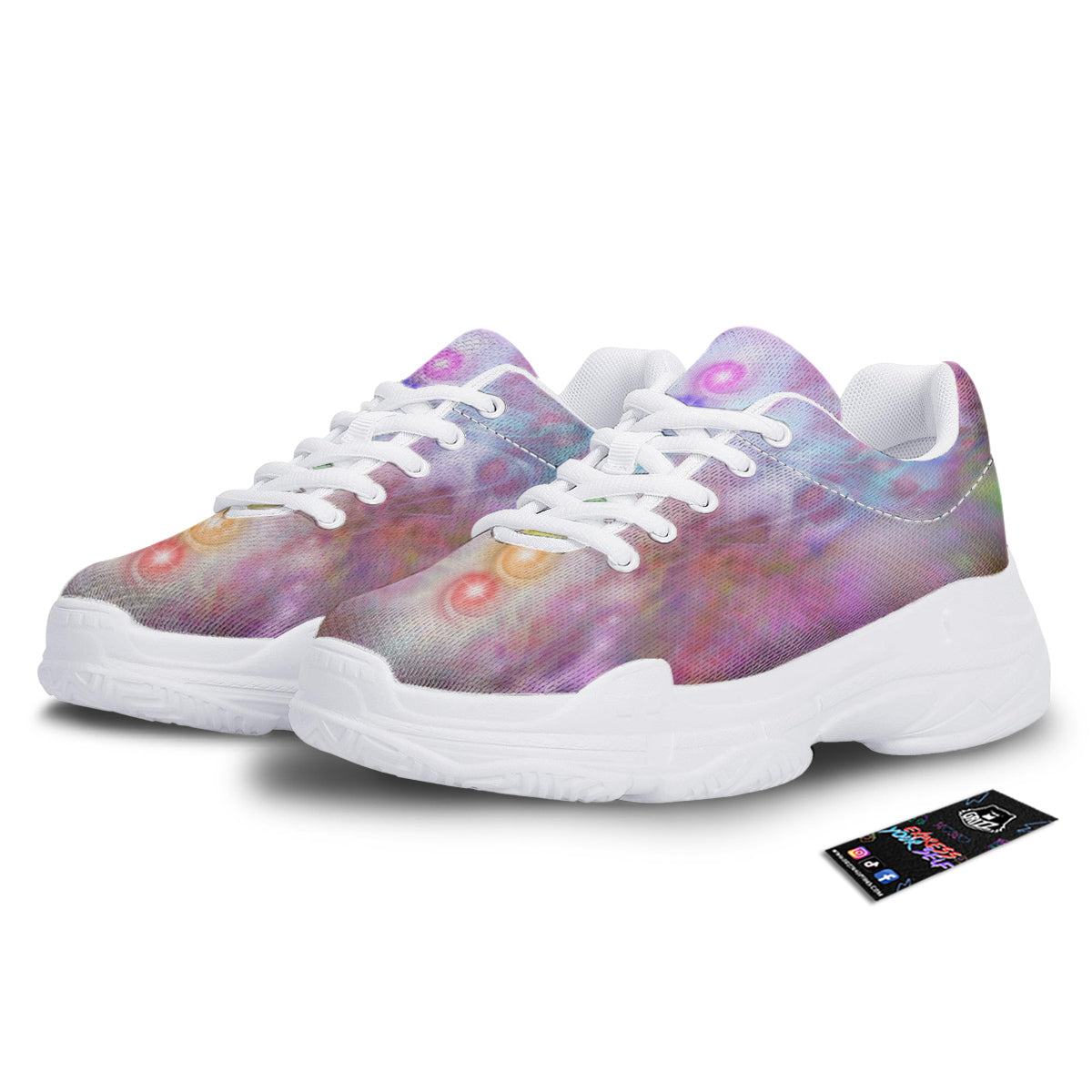 Seven Chakras Colorful Print White Chunky Shoes-grizzshop