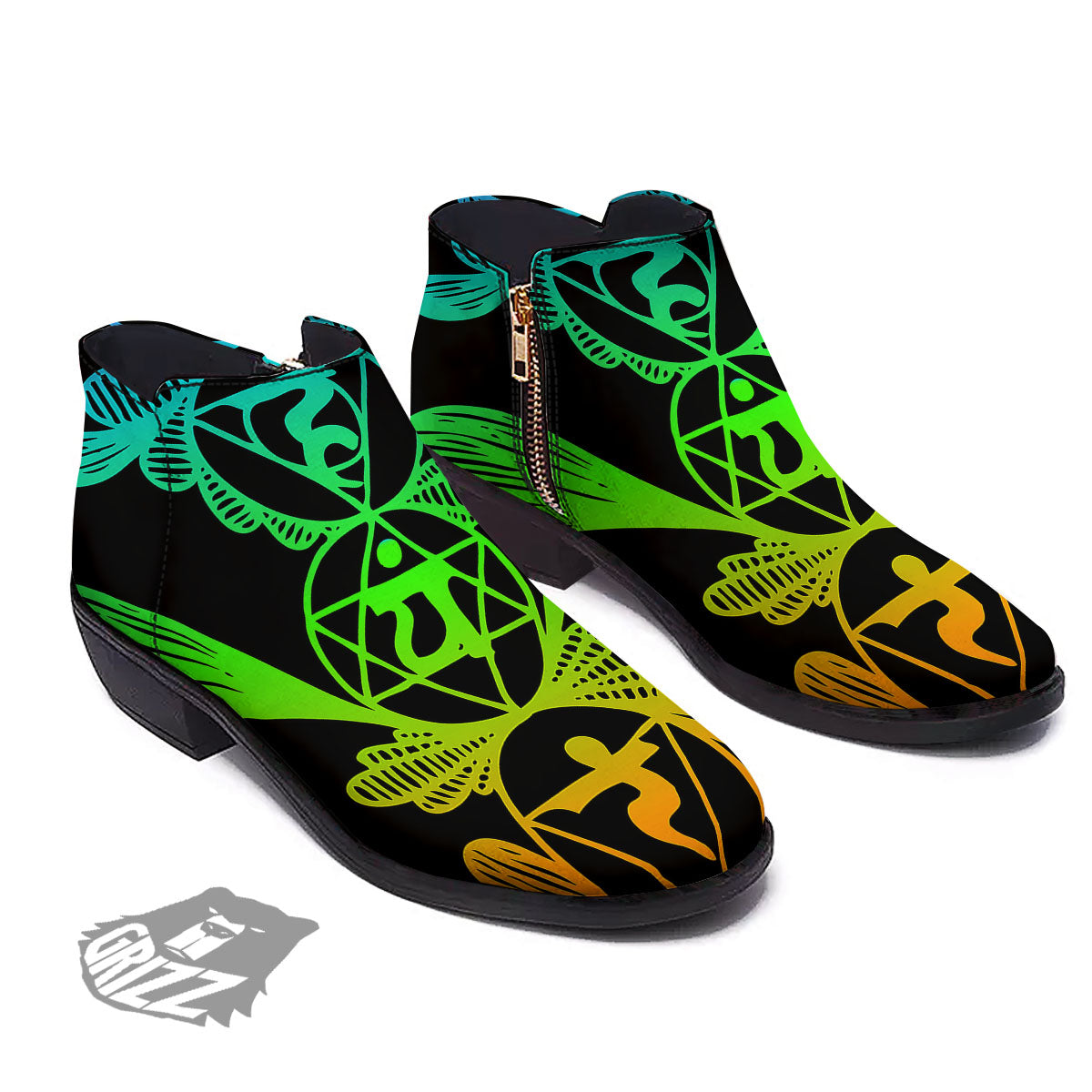 Seven Chakras Spiritual Print Ankle Boots-grizzshop