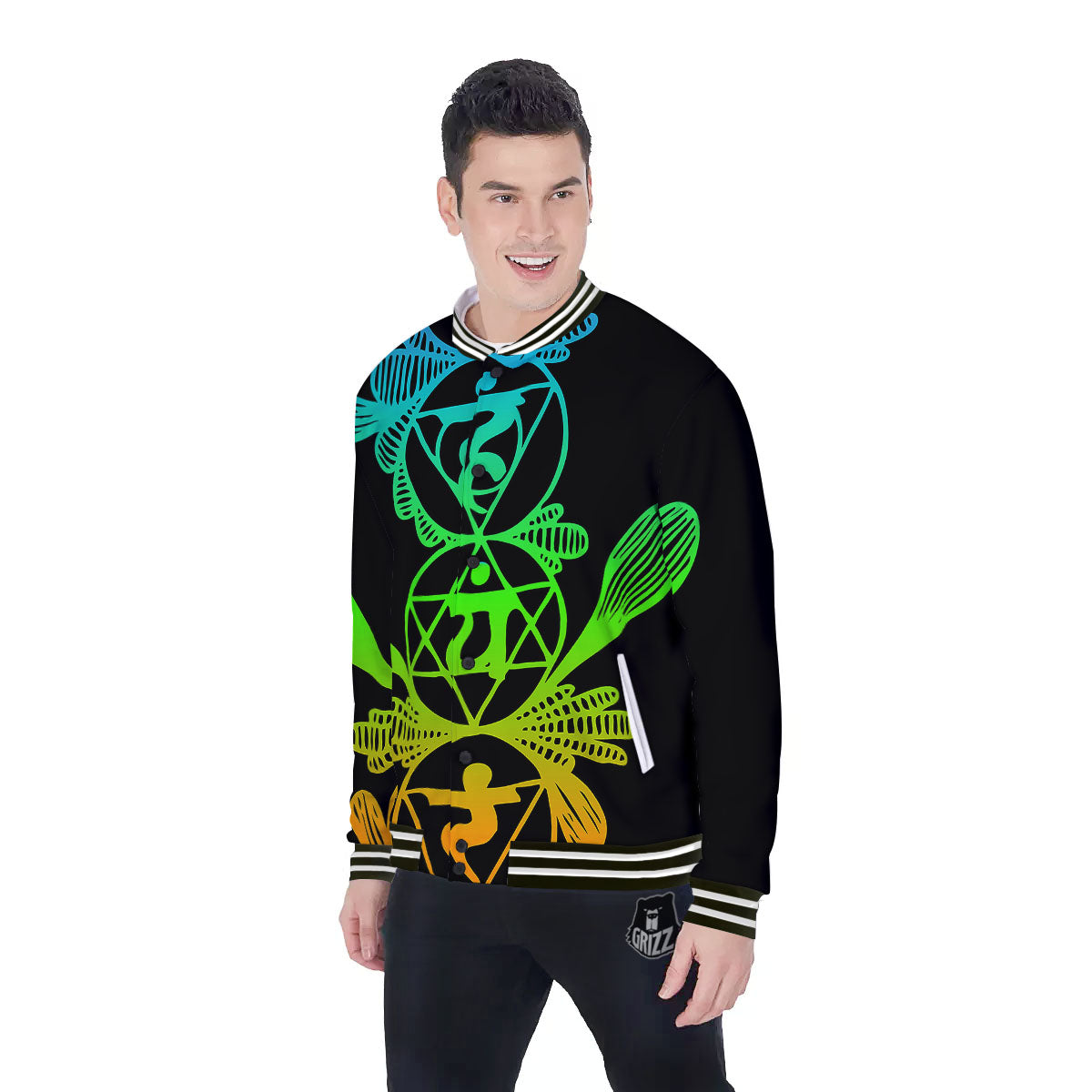 Seven Chakras Spiritual Print Baseball Jacket-grizzshop