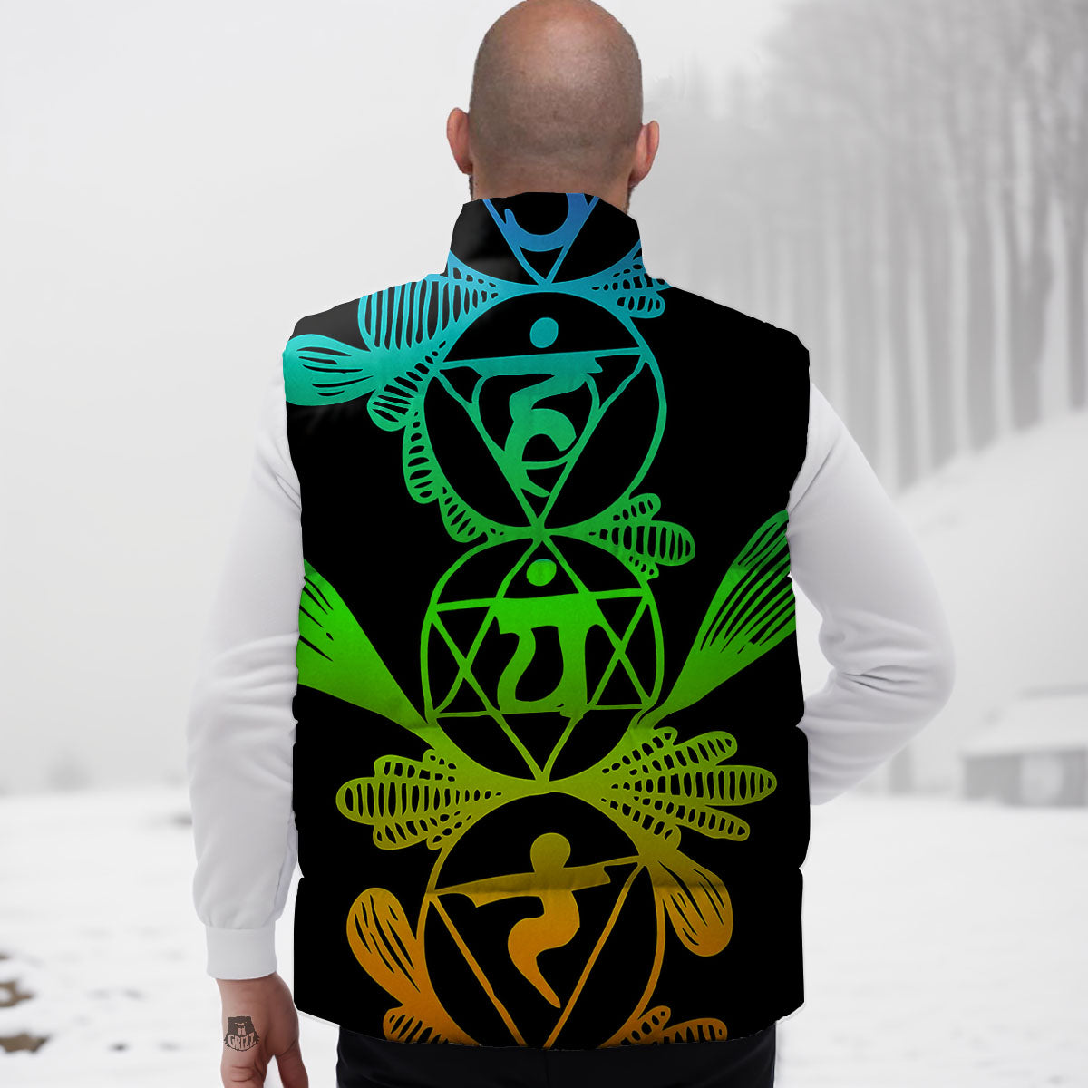 Seven Chakras Spiritual Print Down Vest
