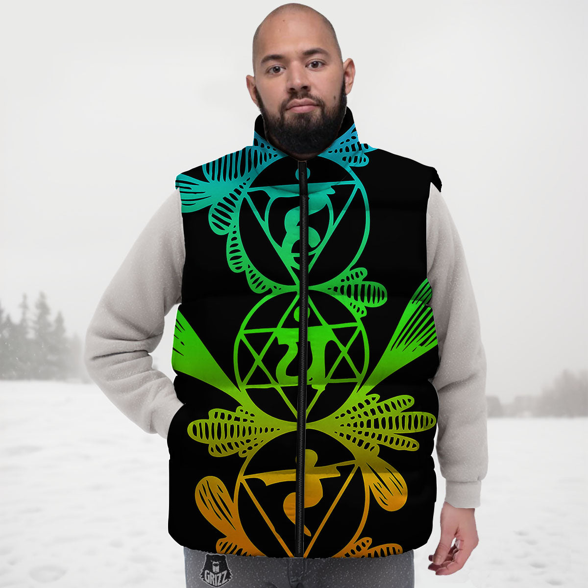Seven Chakras Spiritual Print Down Vest