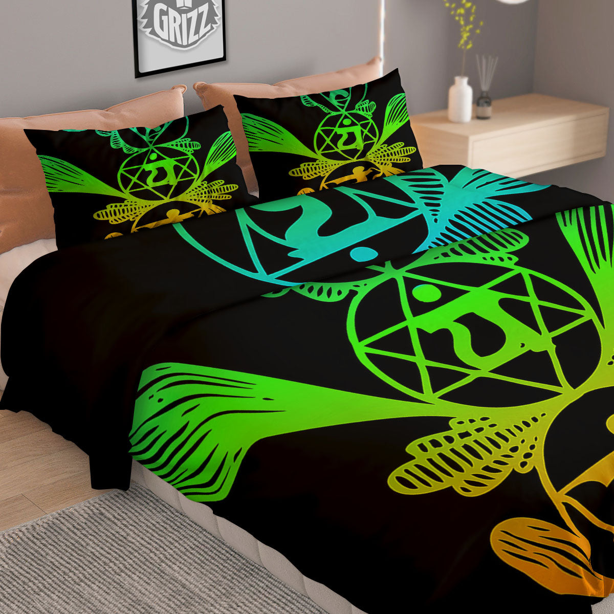 Skull Pineapple Tropical Print Pattern Duvet Cover Bedding Set