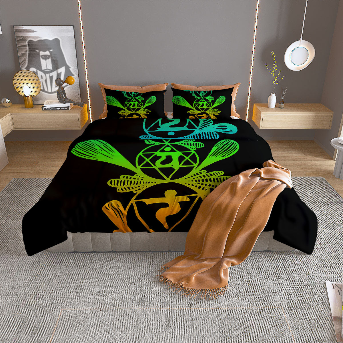 Skull Pineapple Tropical Print Pattern Duvet Cover Bedding Set