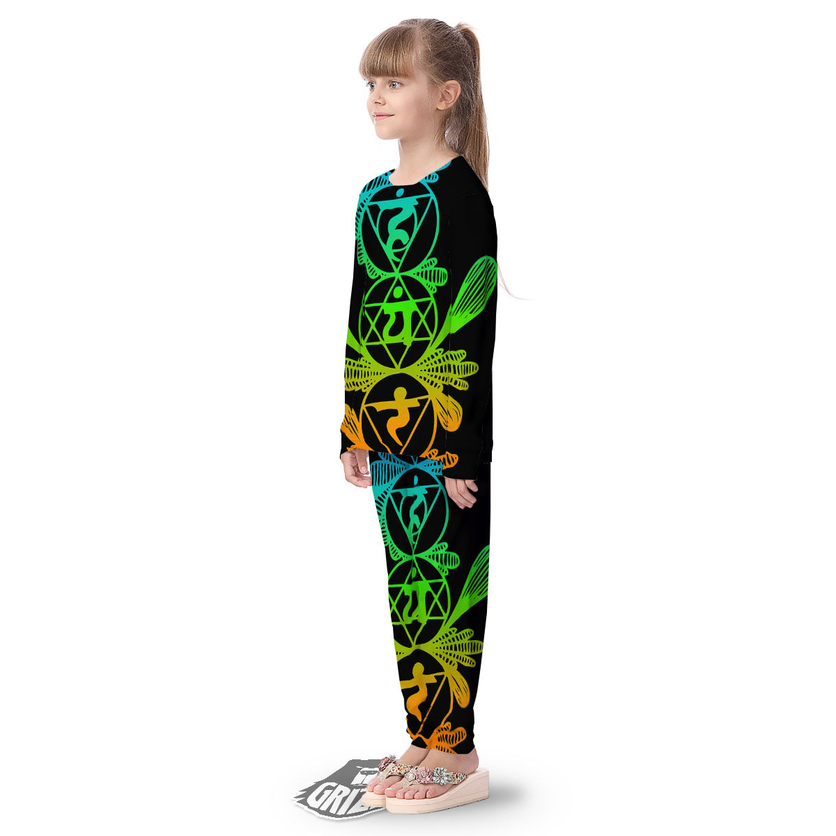 Seven Chakras Spiritual Print Kid's Pajamas-grizzshop