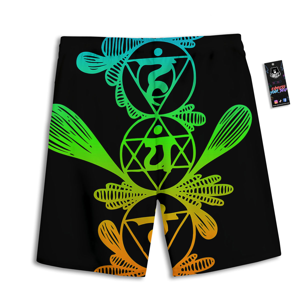 Seven Chakras Spiritual Print Men's Athletic Shorts