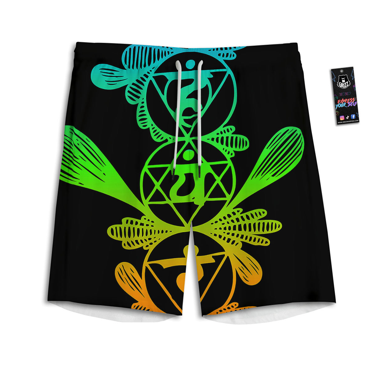 Seven Chakras Spiritual Print Men's Athletic Shorts