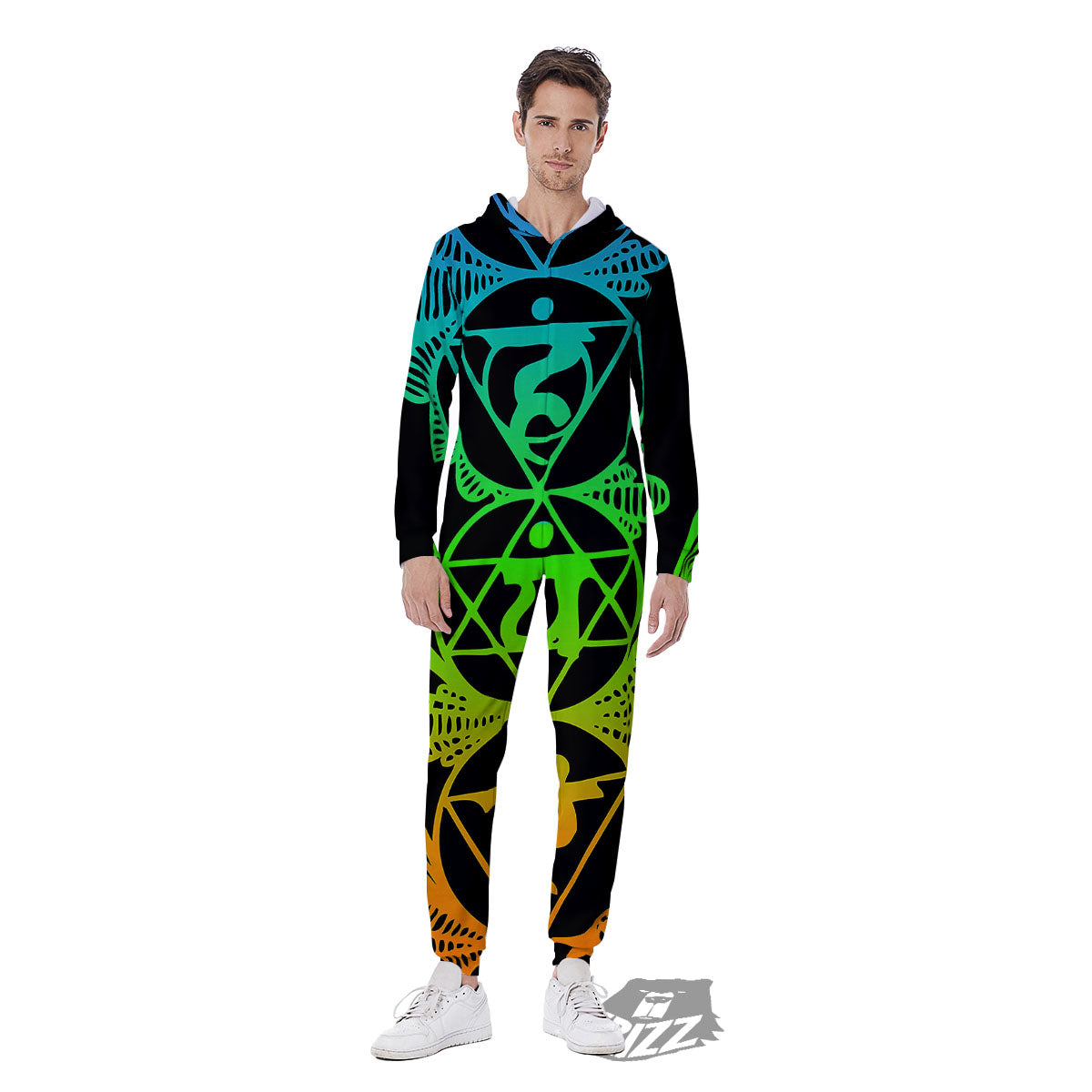 Seven Chakras Spiritual Print Men's Jumpsuit-grizzshop