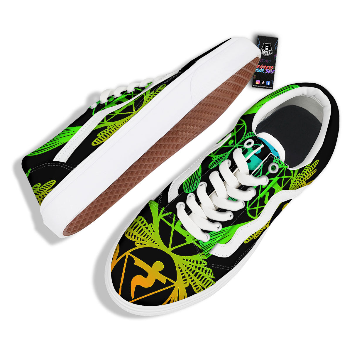 Seven Chakras Spiritual Print Skate Shoes-grizzshop