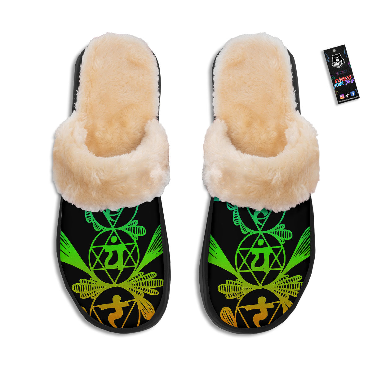 Seven Chakras Spiritual Print Slippers-grizzshop