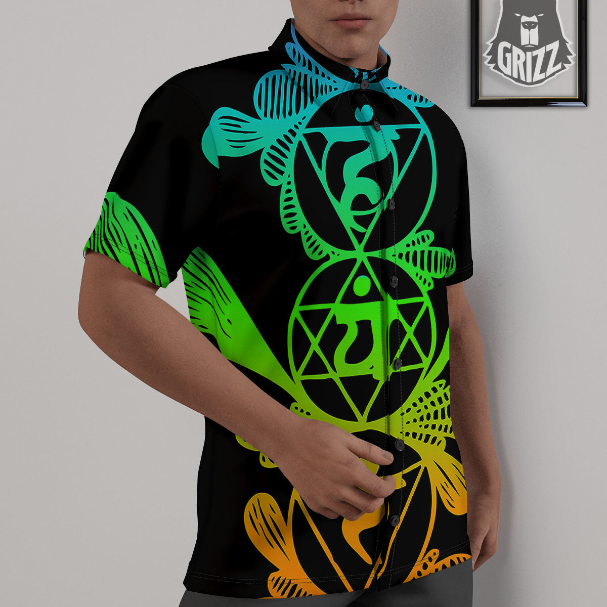 Seven Chakras Spiritual Print Untucked Shirts-grizzshop
