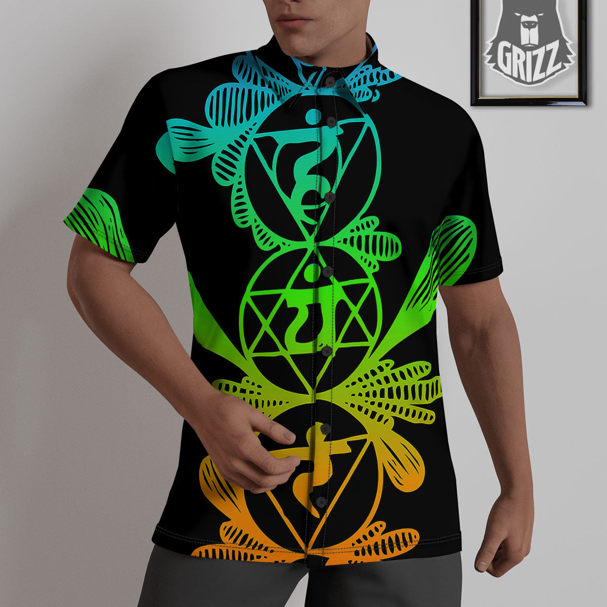 Seven Chakras Spiritual Print Untucked Shirts-grizzshop