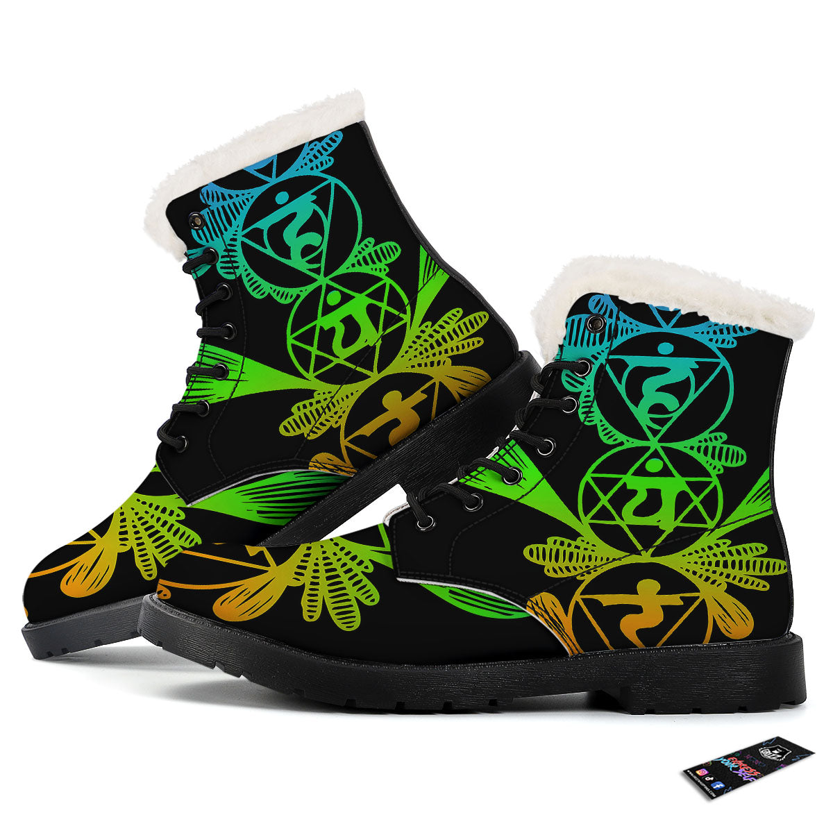 Seven Chakras Spiritual Print Winter Boots-grizzshop